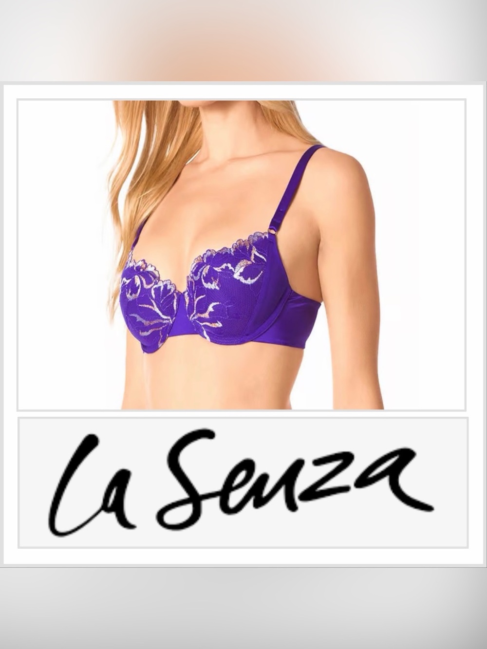 3/$30 LA SENZA So Free Full Coverage Underwire Light Padded Bra Purple Lace 34DD